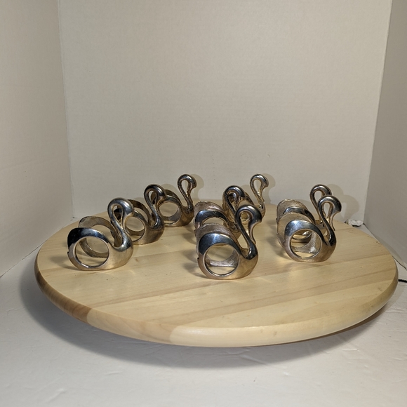 Vtg Silver Plated Swan Napkin Rings 8 - Picture 2 of 5